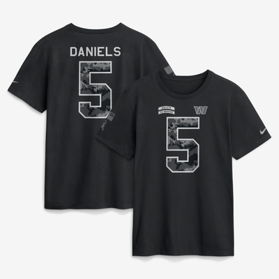 Jayden Daniels Washington Commanders Nike 2026 Salute to Service Name & Number T-Shirt - Black