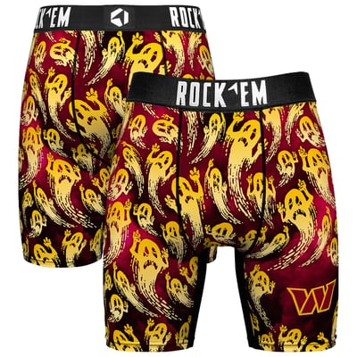 Washington Commanders Rock Em Socks Halloween Ghost Fade Boxer Briefs - Burgundy