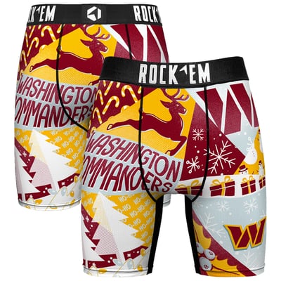 Washington Commanders Rock Em Socks Holiday Tacky Remix Boxer Briefs - Burgundy