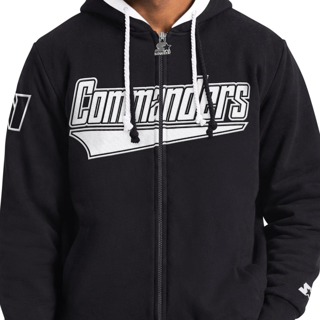 Men's Washington Commanders Starter Black The Rival Full-Zip Hooded Jacket