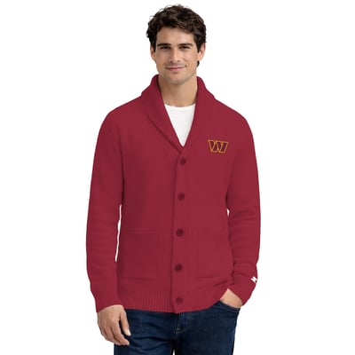 Washington Commanders Starter Shawl Collar Heavy Knit Cardigan Sweater - Burgundy