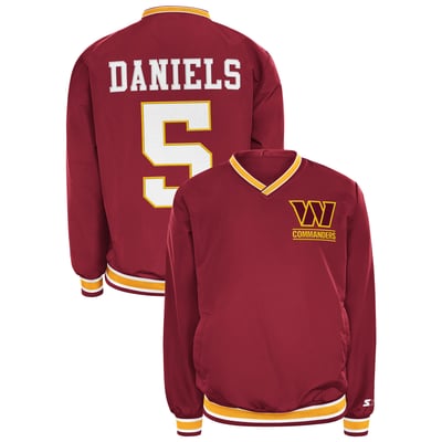 Jayden Daniels Washington Commanders Starter Player Layer V-Neck Pullover - Burgundy