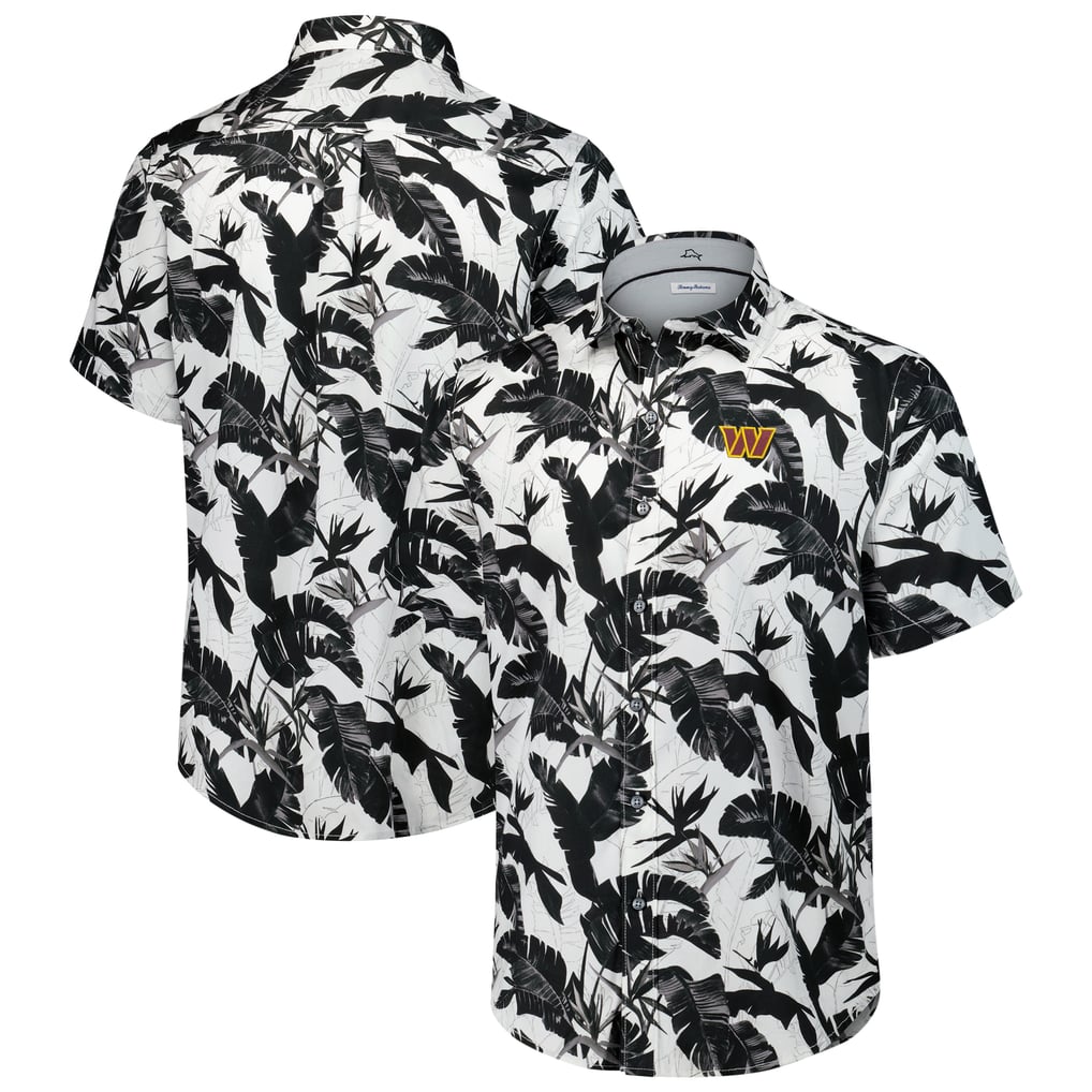 Washington Commanders Tommy Bahama Sunnyvale Blooms Camp Button-Up Shirt - Black