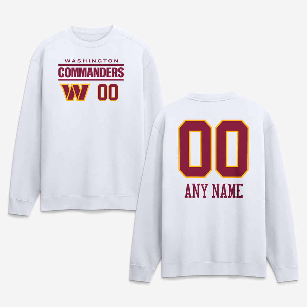 Washington Commanders  Touchdown Wordmark Personalized Name & Number Sweatshirt - White