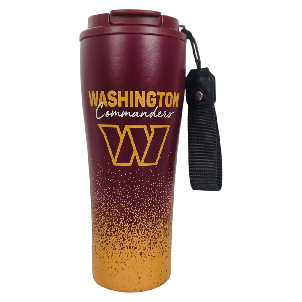 Washington Commanders Pegasus 20oz Splatter Script Stainless Steel ProSip Coffee Cup with Strap