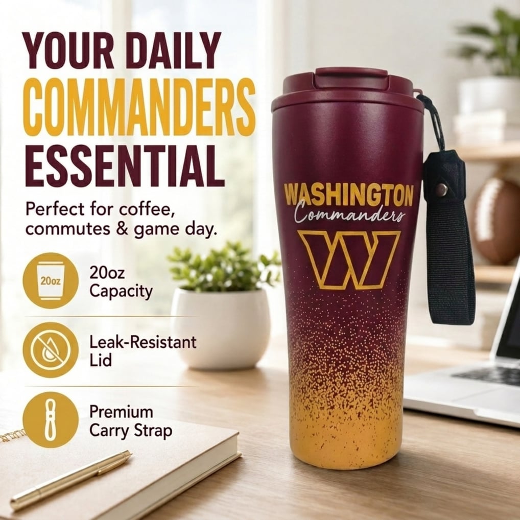 Washington Commanders Pegasus 20oz Splatter Script Stainless Steel ProSip Coffee Cup with Strap