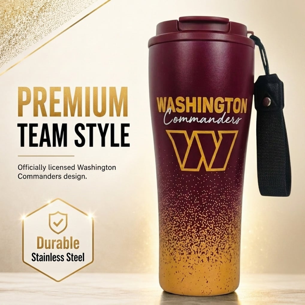 Washington Commanders Pegasus 20oz Splatter Script Stainless Steel ProSip Coffee Cup with Strap
