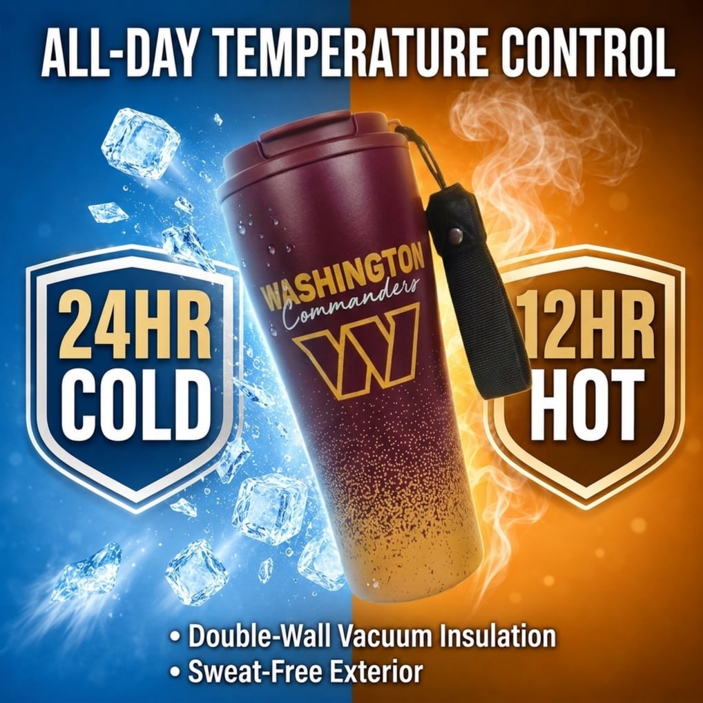 Washington Commanders Pegasus 20oz Splatter Script Stainless Steel ProSip Coffee Cup with Strap