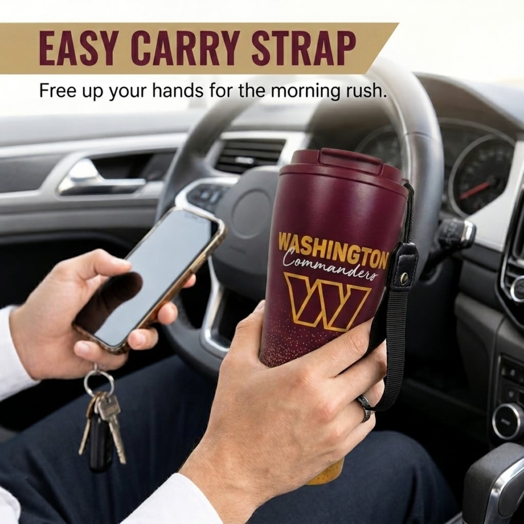 Washington Commanders Pegasus 20oz Splatter Script Stainless Steel ProSip Coffee Cup with Strap