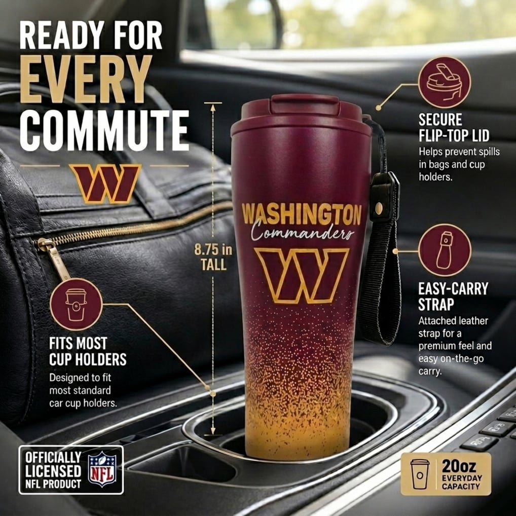 Washington Commanders Pegasus 20oz Splatter Script Stainless Steel ProSip Coffee Cup with Strap