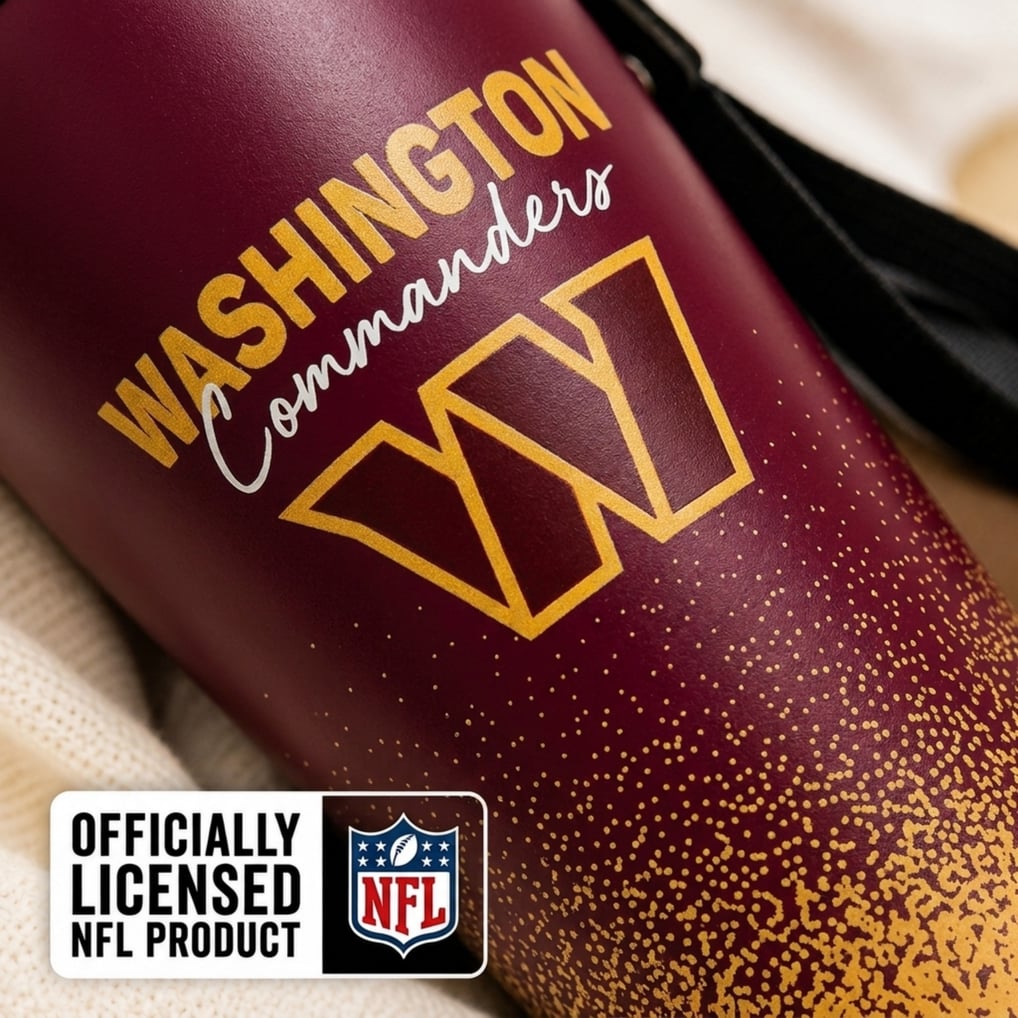 Washington Commanders Pegasus 20oz Splatter Script Stainless Steel ProSip Coffee Cup with Strap