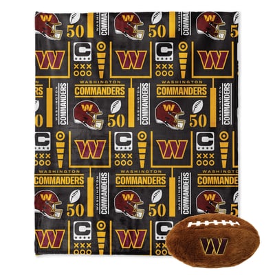 Washington Commanders Pegasus 50" x 60" Blackout Team Spirit Ultra Soft Throw & Plush Football Combo Pack
