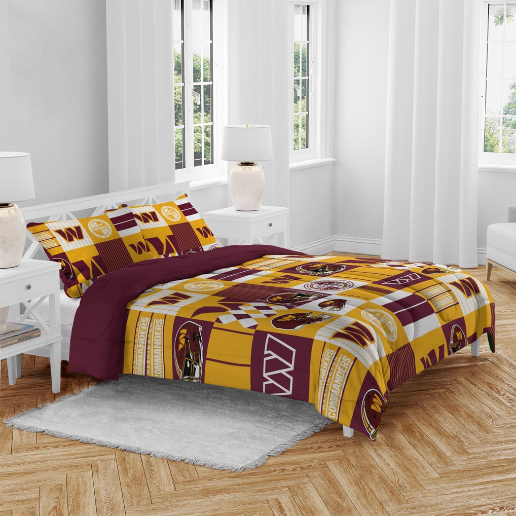 Washington Commanders Pegasus Patchwork Plaid Three-Piece Full/Queen Bed in a Bag Set