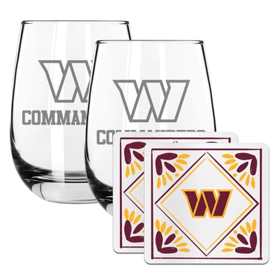 Washington Commanders The Memory Company 15oz. Stemless Wine Glass & Coaster Set