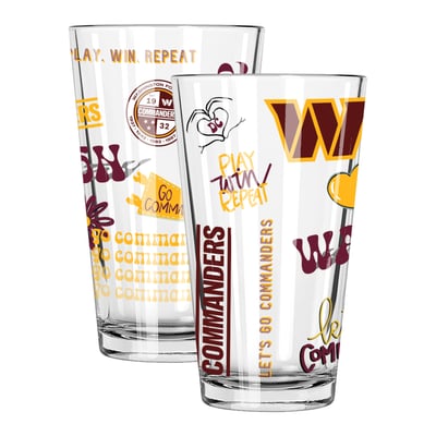 Washington Commanders The Memory Company 2-Pack 16oz. Pint Glass Loco Design Set