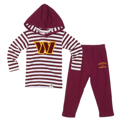  Washington Commanders Wes & Willy Toddler Stripe Hooded Long Sleeve Top and Pant Set - Burgundy