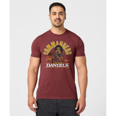 Jayden Daniels Washington Commanders Homage Unisex Caricature Player Graphic Tri-Blend T-Shirt - Burgundy