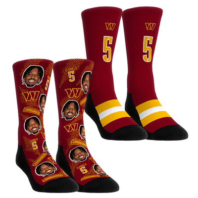 Jayden Daniels Washington Commanders Rock Em Unisex Player Football Guy Two-Pack Crew Sock Set