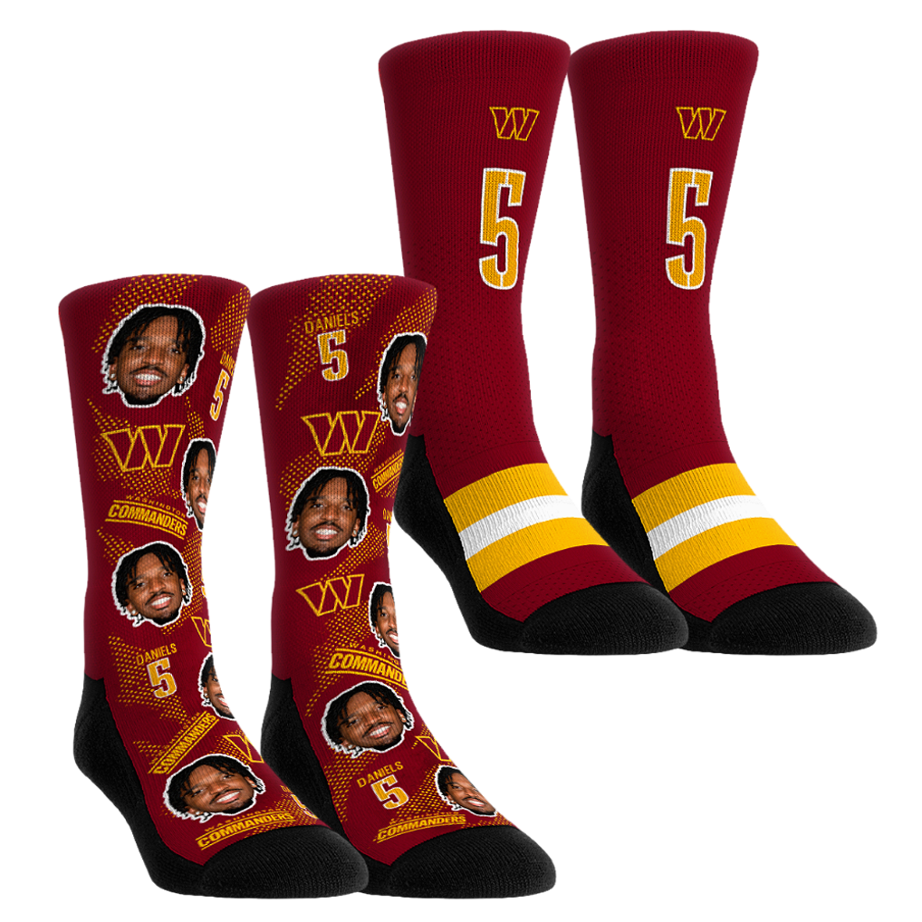 Jayden Daniels Washington Commanders Rock Em Socks Unisex Player Football Guy Two-Pack Crew Sock Set