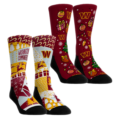 Washington Commanders Rock Em Socks Unisex Holiday Remix Crew Socks Two-Pack