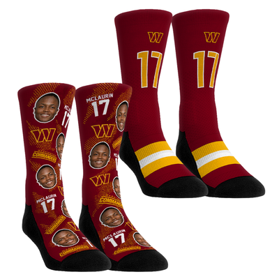 Terry McLaurin Washington Commanders Rock Em Unisex Player Football Guy Two-Pack Crew Sock Set