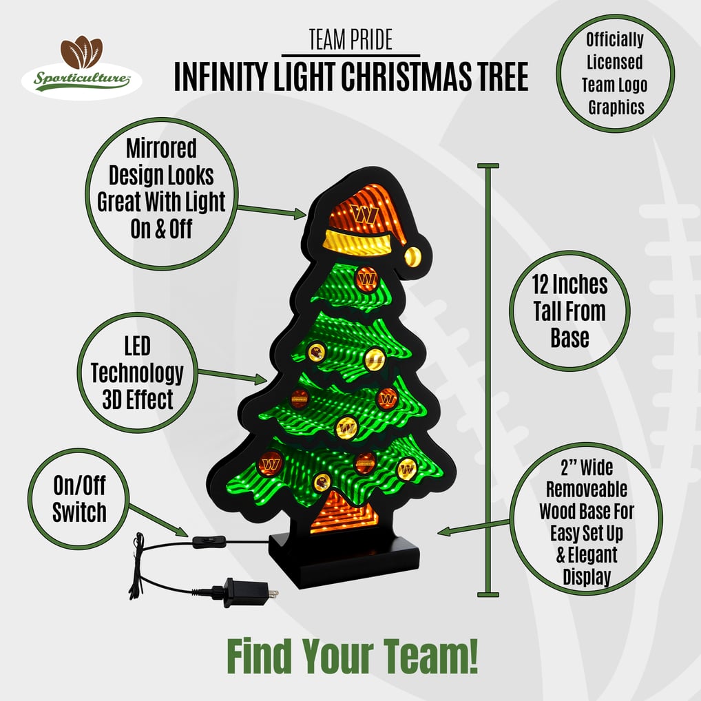 Washington Commanders 12" Christmas Tree LED Infinity Light