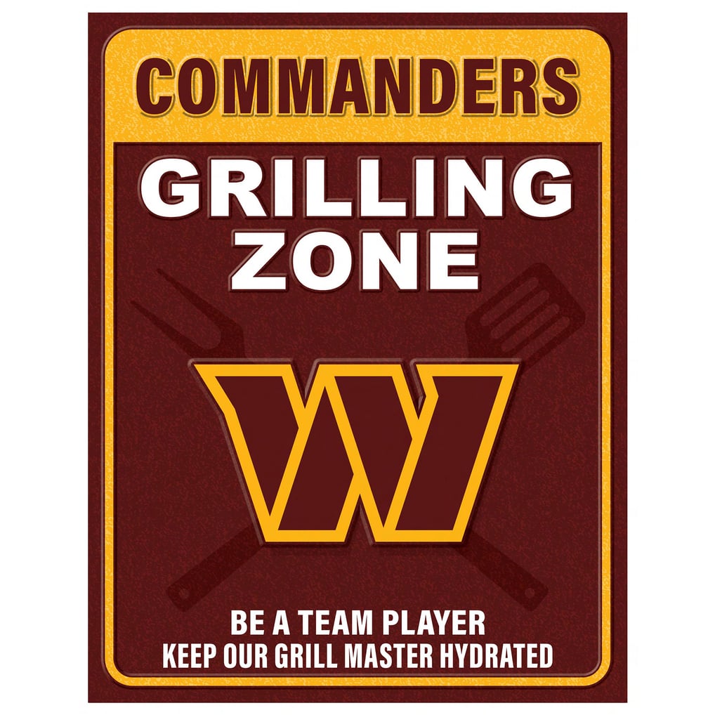 Washington Commanders 13" x 20" Grill Zone Metal Sign