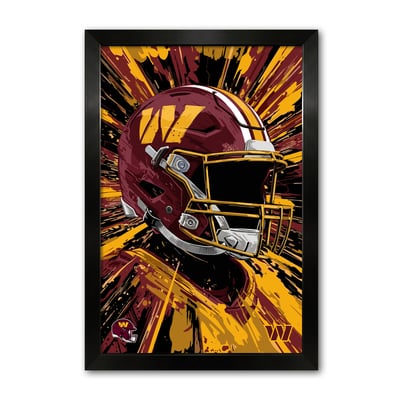 Washington Commanders 14" x 20" Framed Football Helmet Hyper Speed Art Print