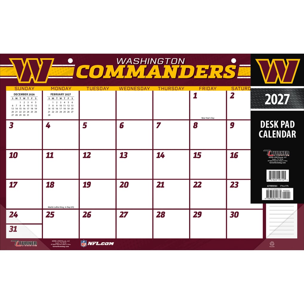 Washington Commanders 17" x 11" Desk Pad Calendar