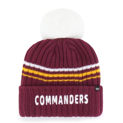  Washington Commanders '47 Women's Fuzzy Script Cuffed Knit Hat with Pom - Burgundy