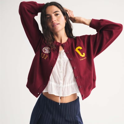 Washington Commanders Abercrombie & Fitch Women's Full-Button Cardigan - Burgundy