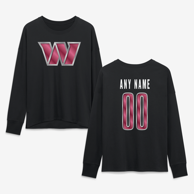 Washington Commanders Women's Forged Mascot Personalized Name & Number Long Sleeve T-Shirt - Black