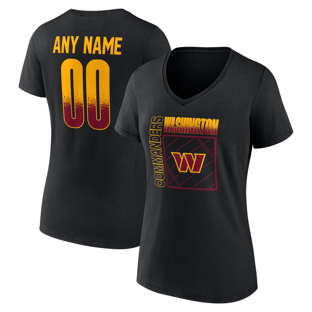 Washington Commanders Women's Home Field Pop Personalized Name & Number V-Neck T-Shirt - Black