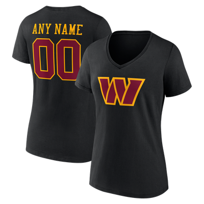 Washington Commanders Women's Team Authentic Personalized Name & Number V-Neck T-Shirt - Black