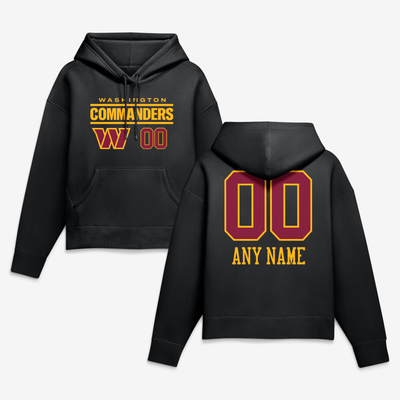 Washington Commanders Women's Touchdown Wordmark Personalized Name & Number Hoodie - Black