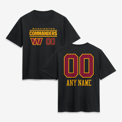 Washington Commanders Women's Touchdown Wordmark Personalized Name & Number T-Shirt - Black