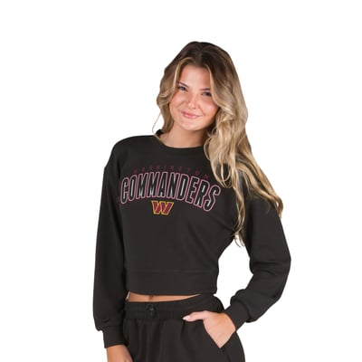  Washington Commanders Concepts Sport Women's Kingston Long Sleeve Lounge Cropped Top - Black