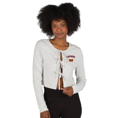 Washington Commanders Concepts Sport Women's Fray Knit Long-Sleeve Tie Front Top - Gray