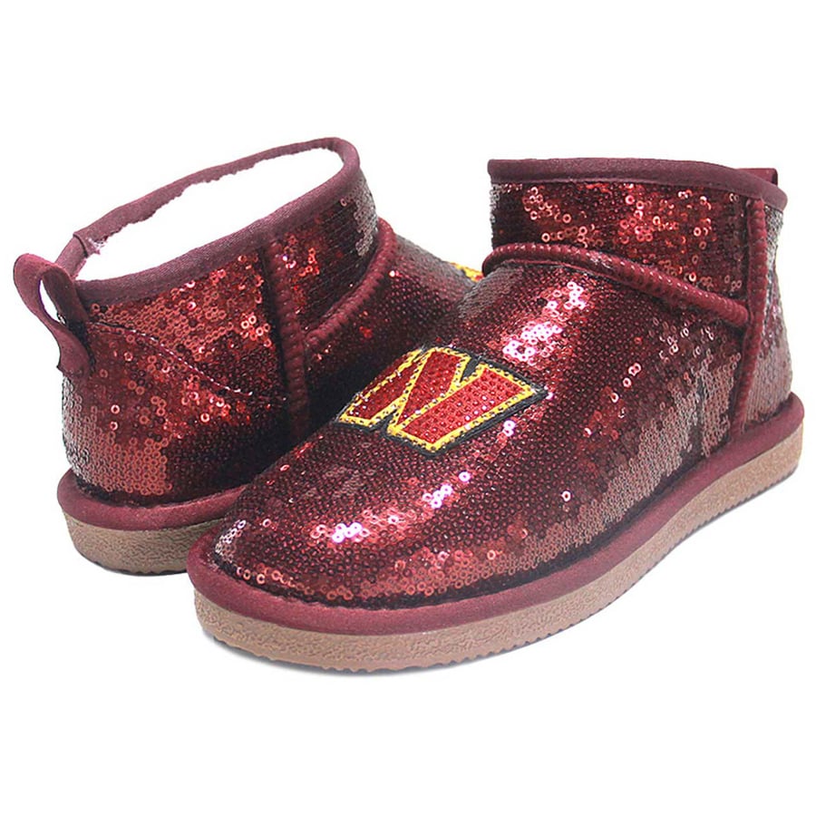 Washington Commanders Cuce Women's Sequin Ankle Boots - Burgundy
