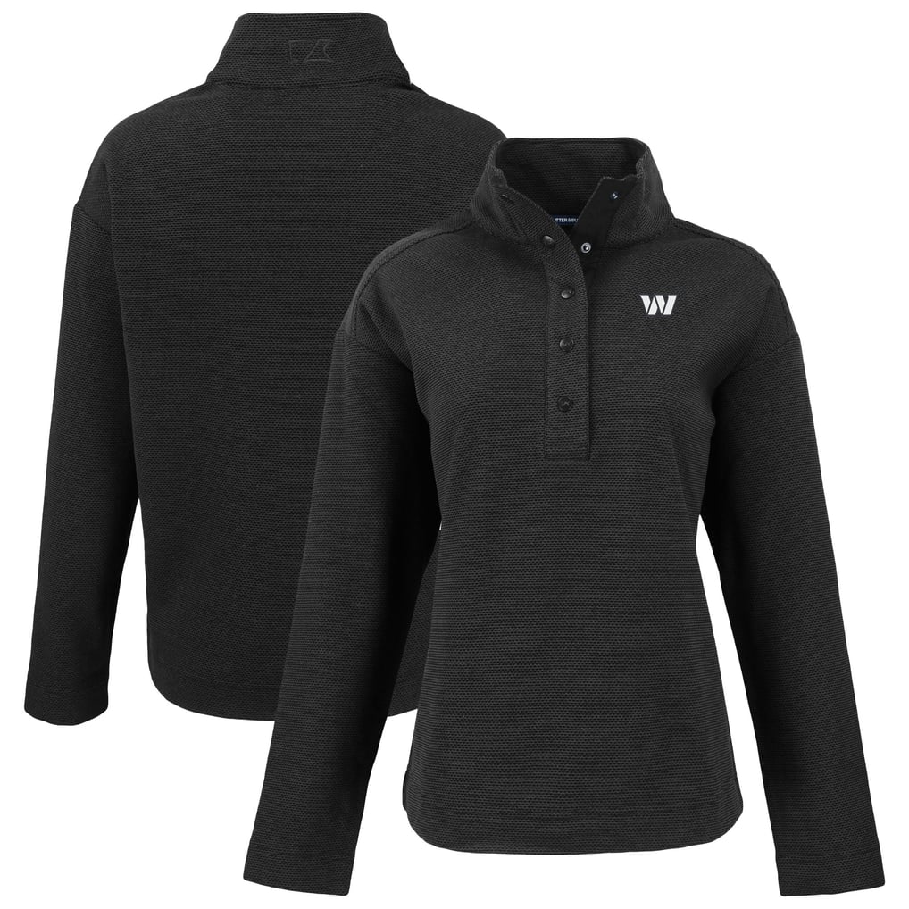  Washington Commanders Cutter & Buck Women's Hunts Point Eco Half-Snap Sweatshirt - Black