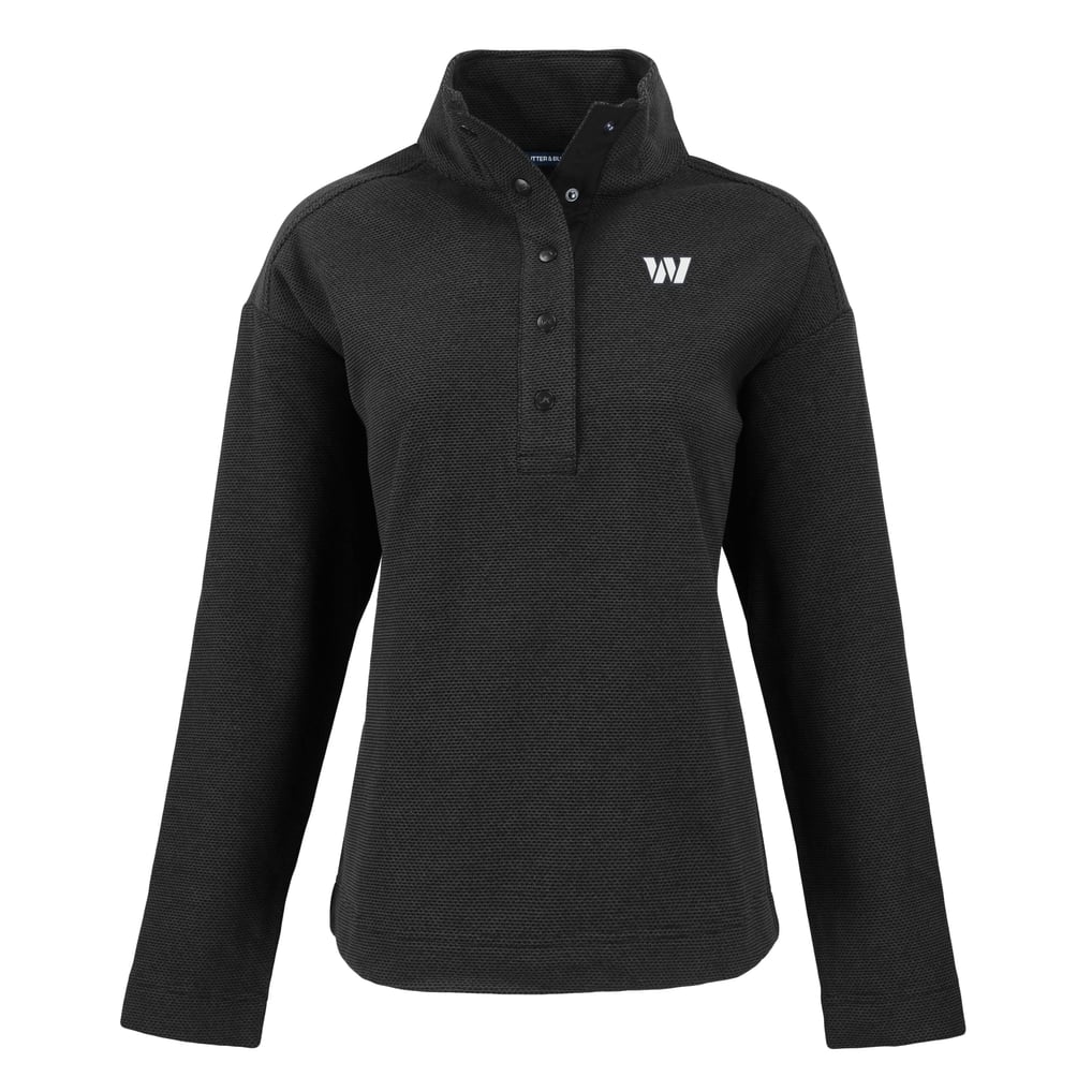  Washington Commanders Cutter & Buck Women's Hunts Point Eco Half-Snap Sweatshirt - Black