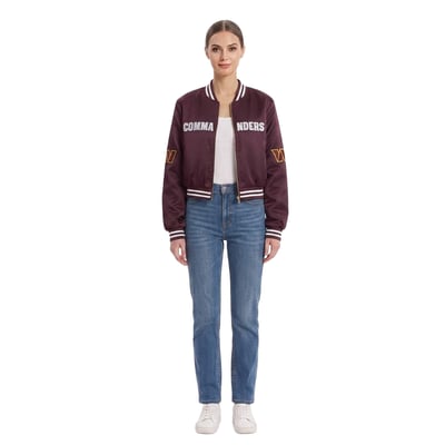 Washington Commanders FABGATING by Cuce Women's Cropped Team Full-Zip Bomber Jacket - Burgundy