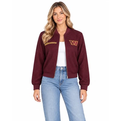 Washington Commanders FABGATING by Cuce Women's Crystal Full-Zip Bomber Jacket - Burgundy