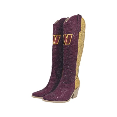  Washington Commanders FABGATING by Cuce Women's Two-Tone Crystal Cowboy Boot - Burgundy