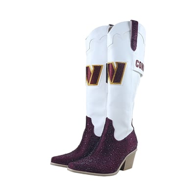  Washington Commanders FABGATING by Cuce Women's Crystal Cowboy Boots - White