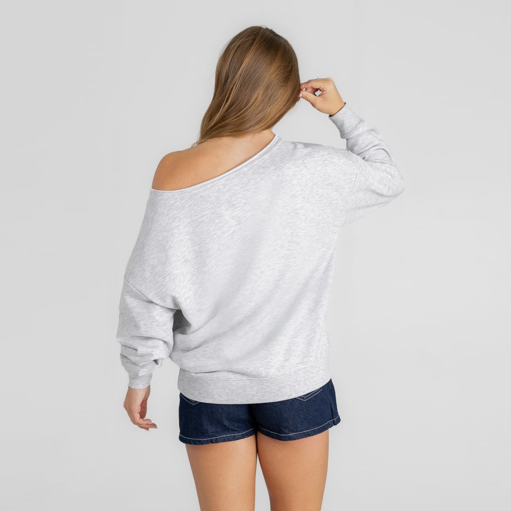 Washington Commanders Gameday Couture Women's Offsides Energy Off-Shoulder Sweatshirt - Ash
