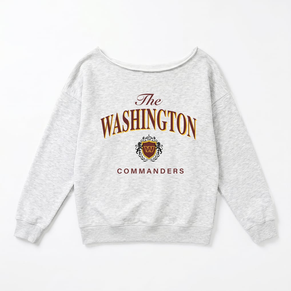 Washington Commanders Gameday Couture Women's Offsides Energy Off-Shoulder Sweatshirt - Ash