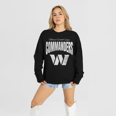 Washington Commanders Gameday Couture Women's Bold Ambition Oversized Long Sleeve T-Shirt - Black