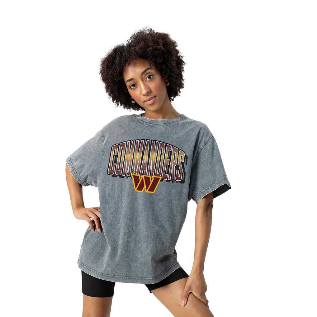 Washington Commanders Gameday Couture Women's Peak Performance Oversized Snow Wash T-Shirt - Gray