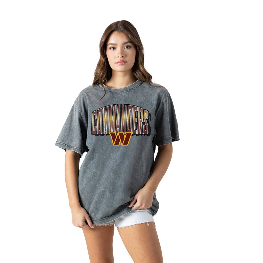 Washington Commanders Gameday Couture Women's Peak Performance Oversized Snow Wash T-Shirt - Gray